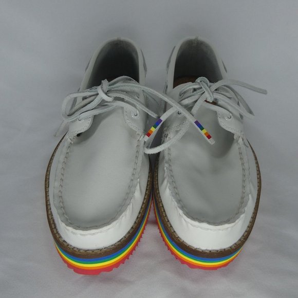NEW Sperry Top Sider PRIDE Womens Leather Boat Shoes 5.5, 7.5 White STS87613 - Picture 9 of 9